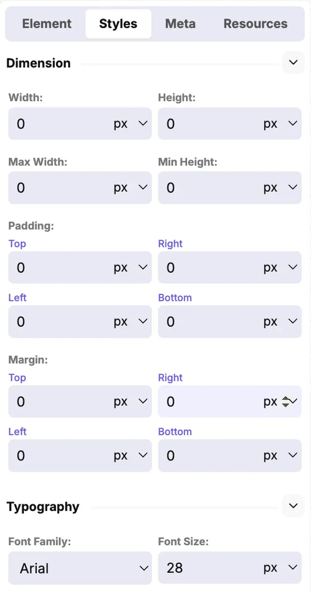 Style manager & website meta data